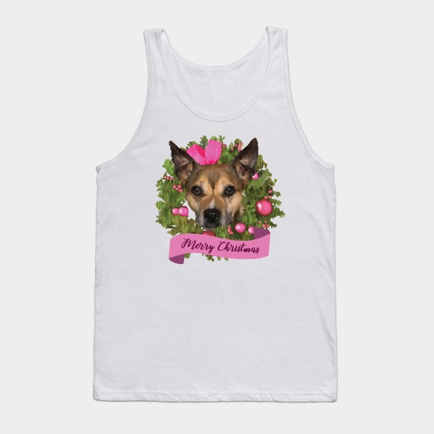 Merry Christmas Pitbull - Pink Tank Top by calliew1217